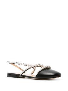 MACH & MACH кожаные балетки, украшенные жемчугом, черный