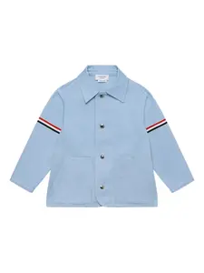 Рубашка с полосатыми рукавами Thom Browne Kids, синий