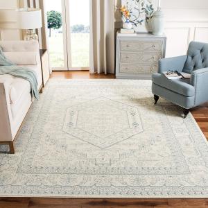 Ковер SAFAVIEH, 336 x 458 см, Adirondack Collection, Ivory & Slate, Oriental Medallion Design, Non-Shedding & Easy Care, идеально подходит для помещений с высокой проходимостью в гостиной, спальне (ADR108S)