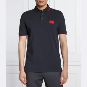 Рубашка-Поло узкого кроя из дерезина Hugo, синий