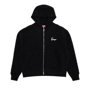Худи Kenzo Weave Embroidered Boxy Full Zip Hoodie, Black