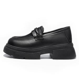 Medd Балетки лоферы на среднем каблуке женские black