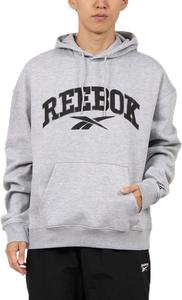 Мужская толстовка Reebok с капюшоном, большой логотип, светло-серый