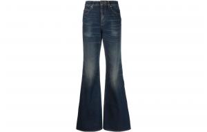 Джинсы с расклешенным низом и потертостями с логотипом BALMAIN, синий