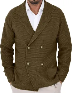 Мужской кардиган с воротником и длинными рукавами, свободного кроя, мягкий и теплый