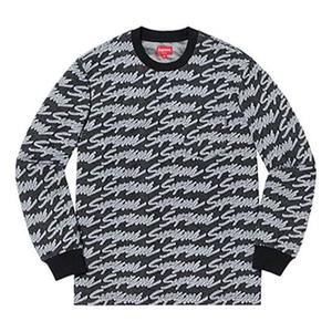 Футболка ss19 signature script logo ls pocket tee Supreme, черный
