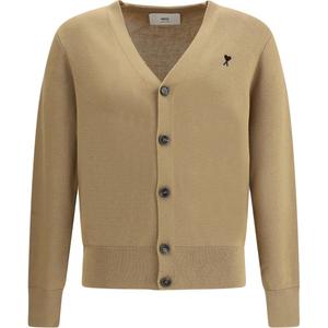 Кардиган Ami Paris с вышивкой и застежкой на пуговицах AMIPARIS, бежевый