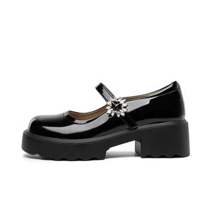 KEKAFU Туфли Мэри Джейн на массивном каблуке 5,3 см женские черные, цвет Black