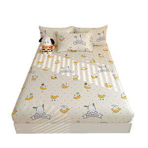 Хлопковая нелиняющая простыня на резинке 100% хлопок Sanrio, Banana Pochacco
