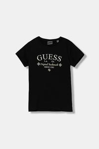 Детская хлопковая футболка Guess, черный