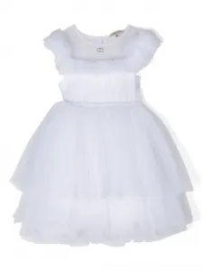 Ярусное платье со сборками Twinset Kids, белый