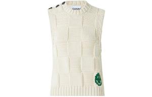 Хлопковый вязаный жилет Brazilian Sand GANNI, бежевый