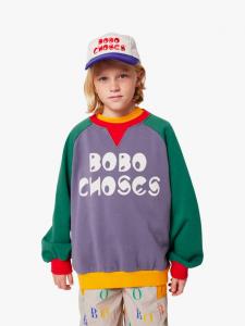 Джемпер с цветными блоками и рукавом реглан Bobo Choses, Purple