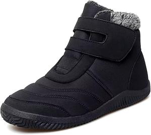 Женские зимние ботинки Jakcuz, теплые с меховой подкладкой, короткие ботильоны на застежке-липучке, для прогулок на улице, Black
