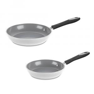 Коллекция Cuisinart Ceramica XT Matte с керамическим антипригарным покрытием, 2 сковороды диаметром 8 и 10 дюймов в упаковке, белый
