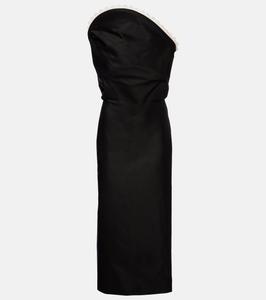 Платье миди из хлопка с отделкой крючком Magda Butrym, черный