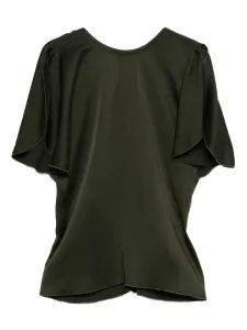 Блузка с драпированными рукавами Victoria Beckham, зеленый