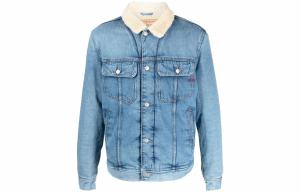 Diesel Мужская джинсовая куртка, синяя, с меховым воротником, умеренно прямой крой