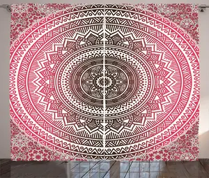 Розово-белая штора в деревенском стиле ABAKUHAUS, этнический омбре, присборенная штора из тесьмы для спальни с петлями и крючками, 280 x 175 см, розово-белый Abakuhaus