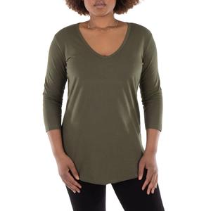 The Good Tee Оливковая туника с V-образным вырезом и рукавом 3/4