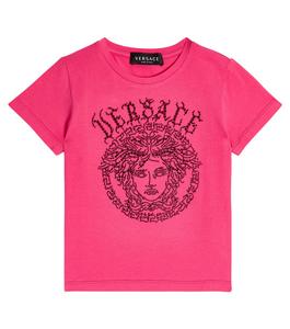 Футболка с декором Medusa из смесового хлопка Versace, розовый