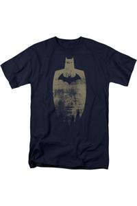 Футболка с коротким рукавом и золотым силуэтом Batman для взрослых Gildan, темно-синий