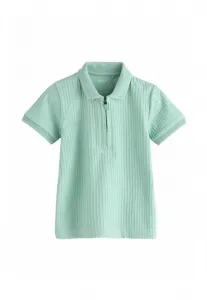 Поло с коротким рукавом и текстурированной поверхностью, стандартного кроя. Next, Aqua Blue