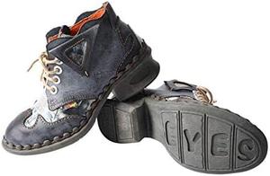 Женские кожаные ботильоны TMA EYES с принтом и заплатками, шнуровкой и модным дизайном, Black