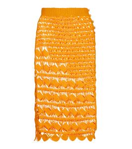 Юбка миди из хлопка, связанная крючком Acne Studios, оранжевый