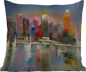 Подушка для улицы - Живопись - Масло - Горизонт - Вода - 60x60 см - Устойчива к атмосферным воздействиям - Подушка для отдыха - Декор - Подушка для сна MuchoWow