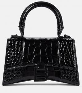 Кожаная сумка через плечо Hourglass XS Balenciaga, черный