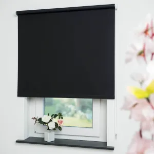 Ролетная штора Liedeco с боковой тягой «Uni», затемняющая, энергосберегающая, с отверстием, черный
