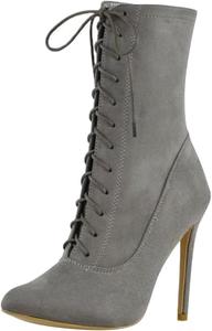 Женские ботильоны Maiyang с закрытым носком и шнуровкой, элегантные с высоким тонким каблуком, для вечеринок, событий, повседневной носки и шопинга, размер 4-16 US, Grey