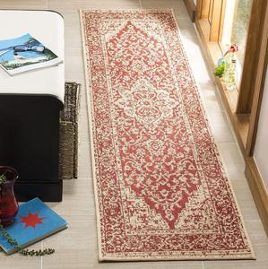 Ковер-дорожка SAFAVIEH, 67 x 305 см, Linden Collection - Red & Creme, дизайн Oriental Medallion, без линьки и простой в уходе, для помещений и улицы, моющийся - идеально для патио, заднего двора, прихожей (LND137Q)