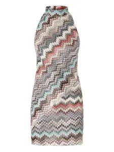 Мини-платье с зигзагообразным вырезом халтер Missoni, нейтральный
