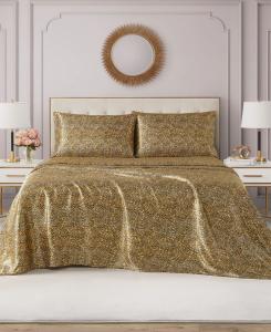 Комплект постельного белья из атласа, 3 предмета, размер twin (односпальный). Juicy Couture, Monica Leopard