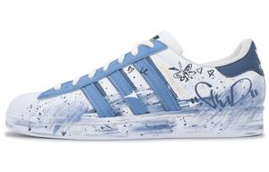 Adidas Originals SUPERSTAR Противоскользящие и износостойкие легкие низкие кроссовки для скейтбординга унисекс сине-белого цвета