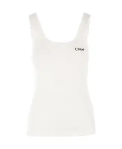Белая хлопковая майка в рубчик Chloã, белый