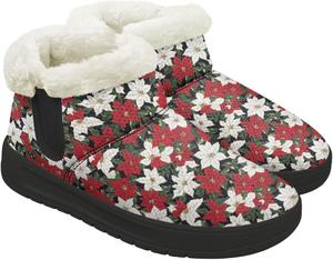 Женские мини-ботинки Fuzzy Platform, классические зимние ботинки до щиколотки с стелькой из поролона с эффектом памяти, легкая подошва с противоскользящим эффектом Chririnla, Tropical Hibiscus