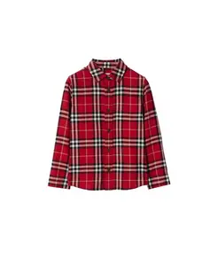 Детская клетчатая хлопковая фланелевая рубашка - для малышей и для взрослых. Burberry, красный