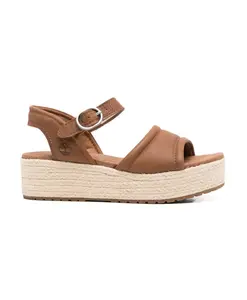 Коричневые сандалии с пряжкой, на низкой танкетке. Timberland, бежевый