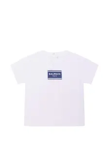 Футболка с короткими рукавами и принтом-логотипом Balmain Kids, белый