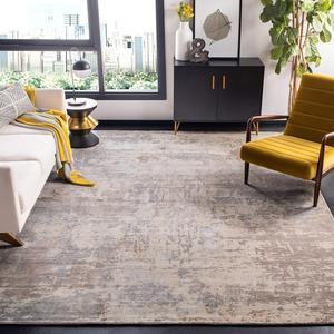 Ковер SAFAVIEH, 183 x 275 см,  Mirage Collection, Beige & Grey, ручной работы современный абстрактный из вискозы и шерсти, идеален для помещений с высокой проходимостью в гостиной, спальне (MIR338B)