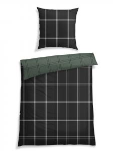 Schiesser Комплект постельного белья из фланели "Ellis" в зелено-черной цветовой гамме
