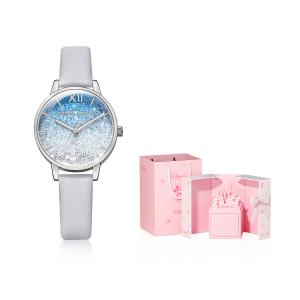 Disney Женские часы с кварцевым механизмом на искусственной кожаной ленте и голубым циферблатом