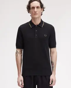 Мужская футболка с коротким рукавом, воротником поло и контрастной отделкой Fred Perry, черный