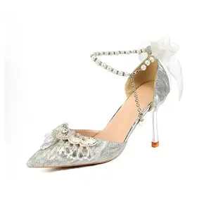 Женские туфли на тонком каблуке, серебристые WOXXXN, Silver 6Cm