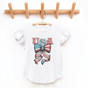 Футболка с бантом и рукавами-крылышками Coquette usa grunge The Juniper Shop, White