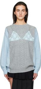 Серо-голубое кружевное нижнее белье, вязаный свитер бойфренда Andersson Bell