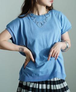 Вязаный летний топ с лентой на спине Sawa a la mode, синий